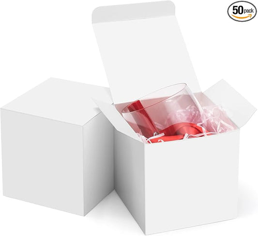 ValBox 4x4x4 White Gift Boxes 50PCS Kraft Paper Boxes with Lids for Gifts, Crafting, Cube, Cupcake Boxes, Easy Assemble Boxes for Party Favor