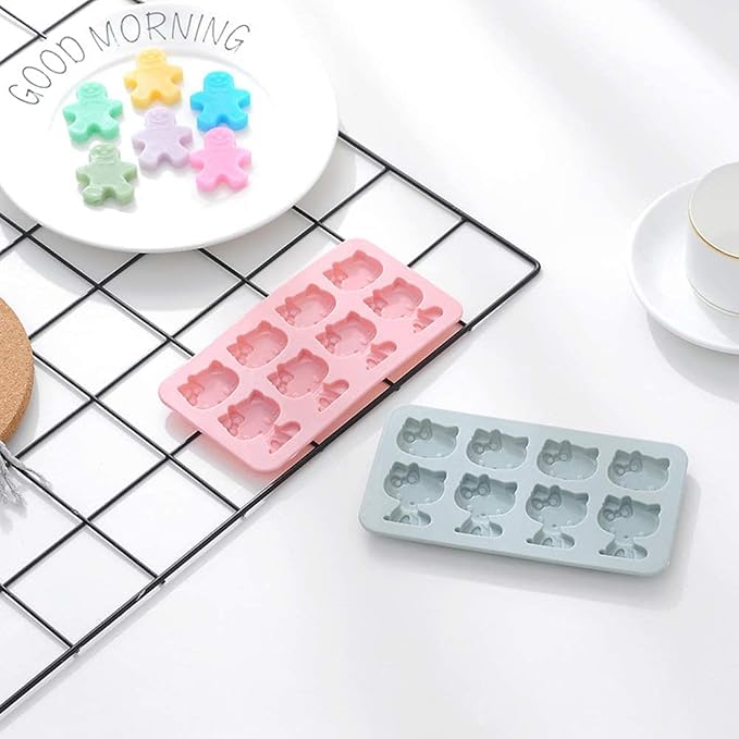 INKU Hello Kitty Silicone Molds 2Packs Fondant hello kitty mold Cake Mold,Ice Mold,Chocolate tray for Sugarcraft, Birthday Cake Decoration