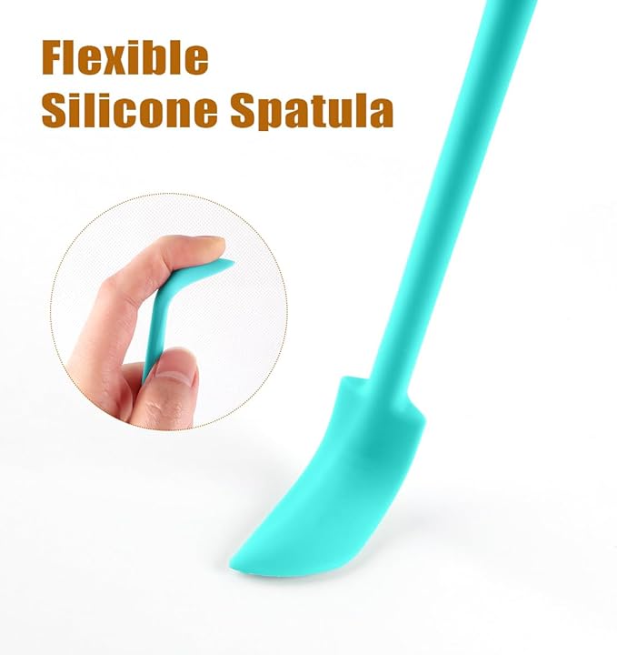 Silicone Spatula Set (3Pcs) - Mini Scraper Tool for Beauty & Food - Reach Every Last Drop, Multi-Size Spatulas for Makeup Jars, Lotion Bottles & Kitchen Containers (Blue)