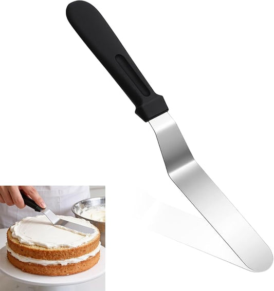 6" Icing Spatula, Professional Offset Spatula Stainless Steel Angled Cake Spatulas Frosting Spatulas with Durable Plastic Handle Pastry Knife for Cake Decorating, Pastry, Baking