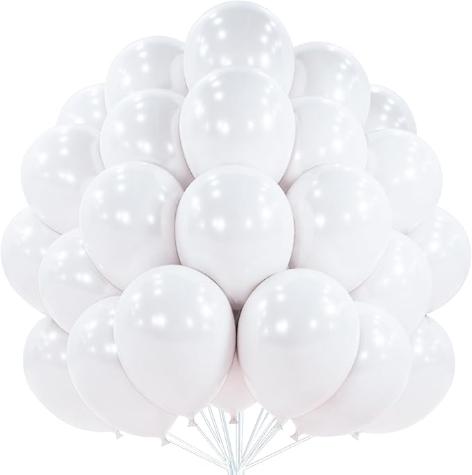 PartyWoo Pearl White Balloons 100pcs 12 Inch Metallic White Latex Balloon for Anniversary Retirement Wedding Graduation Baby Shower Birthday Gender Reveal Engagement Tea Party Decorations White-Z30