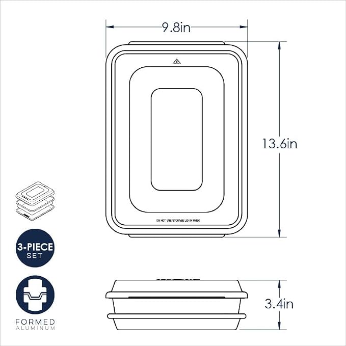 Nordic Ware Naturals Quarter Sheet, 9x13 and Lid Baking Set- USA Made Aluminum Commercial Quality Sheet Pans for Baking or Roasting, Encapsulated Galvanized Steel Rim Prevents Warping, 3pc Baker's Set