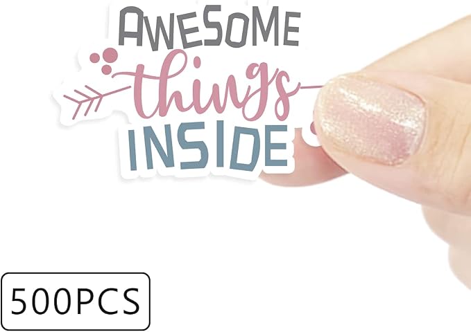 Wailozco Awesome Things Inside & Thank You Handmade Stickers - Small Shop & Online Retailer Labels, 500 Per Roll