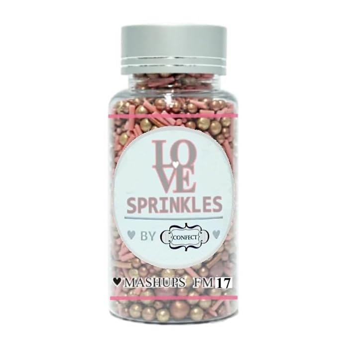 ConfectPink and Gold Edible Sprinkle Mix, Metallic Cake Decorations, Cupcake Toppers, Baking Toppings for Birthday, Wedding, Party Cakes | Vegan, Gluten-Free, Nut-Free, Soy-Free, Dairy-Free, Palm Oil-Free- 4.2 Oz
