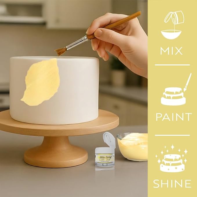 Luster Dust - Classic Yellow (4g 1x Jar) | Edible Vegan Dust & Paint for Cake Decorating, Ice Cream, Desserts, Cocktails and Beverages by Bakell