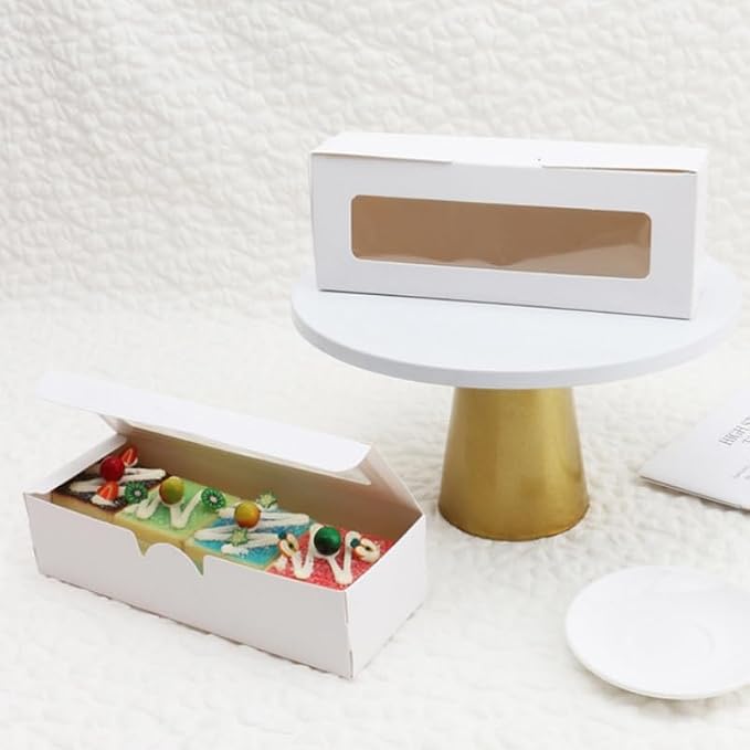 20 Pcs White Muffin Boxes,2x2x7 Small Pastry Boxes with Window,Small Bread Box,For Macaron,Cookies,Candy,Chocolate,Baked Goods Packaging Takeout Boxes