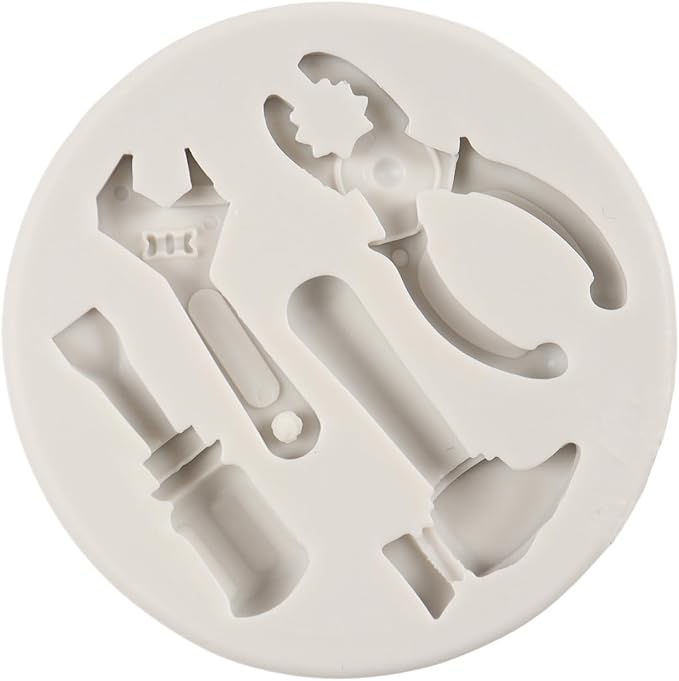Hand Tools Silicone Mold Construction Tools Chocolate Fondant Molds Wrench Hammer Pliers Molds for Cake Decoration Cupcake Topper Candy Sugar Craft Polymer Clay Gum Paste