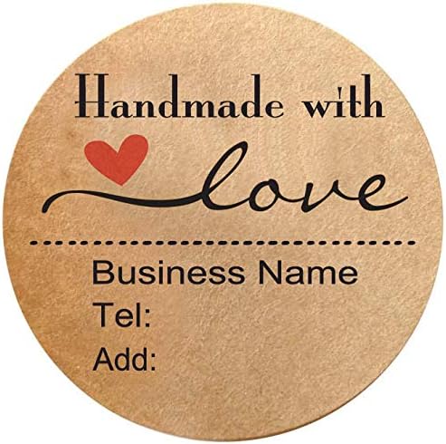 400 Pack Custom Handmade/Homemade/Baked with Love Label Stickers|Personalize Business Logo Labels|1.5/2inch Round Personalized Labels in Various Designs for Crafts,Baking, Gifts and Small Business