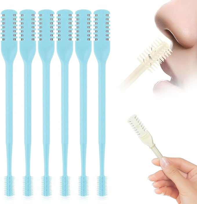 3PCS Nasal Hair Cutter Portable Travel Essentials,2026 Manual 360° Rotating Nostril Hair Removal Tools Double Sided Nose Hair Blade,Nose Hair Cutter for Women Men (Blue, 6 Pack)
