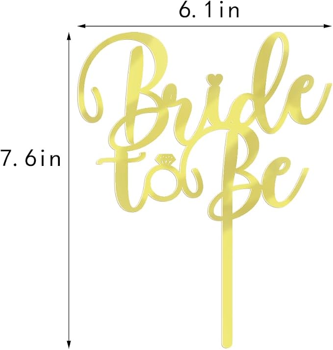 Mirror acrylic Bride to Be Cake Topper - Bridal Shower Cake Topper,for Wedding Shower;Engagement;Bachelorette;Hen Party Decorations (gold)