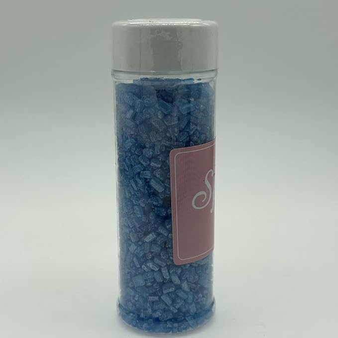 NIPEOR Edible Blue Sugar Crystals for Cake Decorating, 130g / 4.6oz Christmas Sprinkles, Cookie Candy Pearl Sprinkles for Cupcakes, Ice Cream & Holiday Baking (Crystals - Blue)