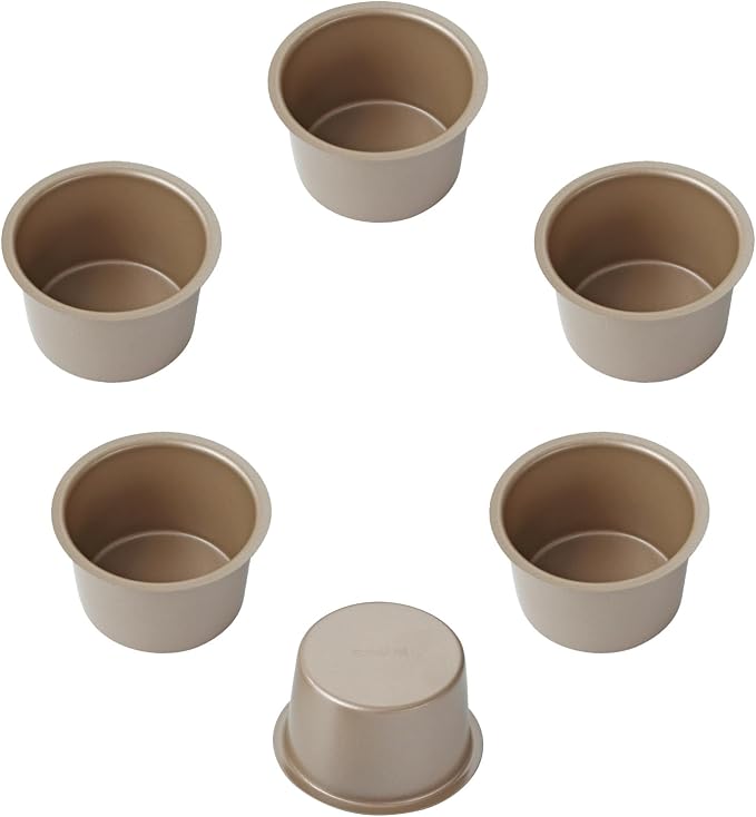 Stackable Muffin Pan Set, 6 Individual Nonstick Muffin Cups | Modular Carbon Steel Cups with Easy Release Design for Space-Saving Baking