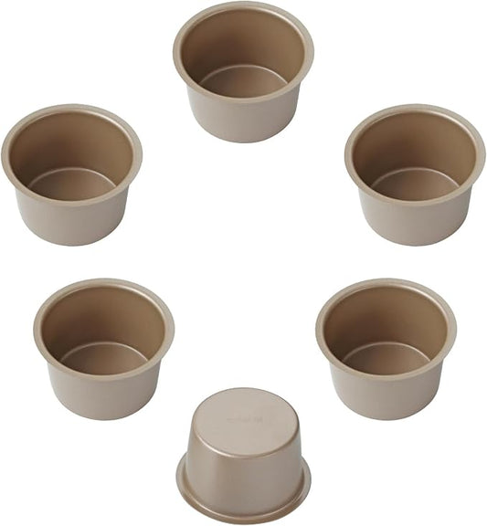 Stackable Muffin Pan Set, 6 Individual Nonstick Muffin Cups | Modular Carbon Steel Cups with Easy Release Design for Space-Saving Baking
