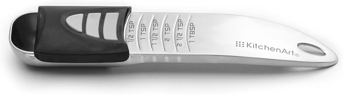 KitchenArt Stainless Steel Pro Adjust-A-Tablespoon, Adjustable Tablespoon Scoop, Measures 1/2 TSP to 1 TBL