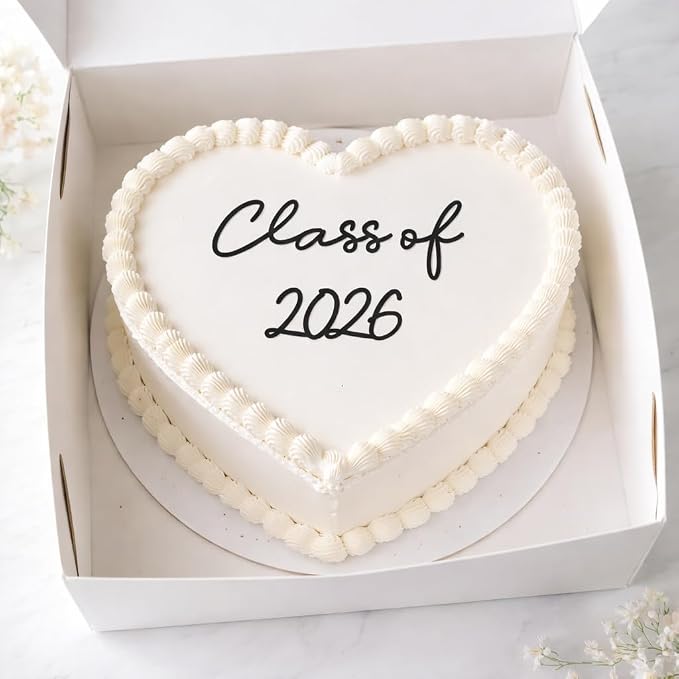 Class of 2026 Cake Topper, Graduation Cake Topper 2026 for Her, Cute Aesthetic Grad Cake Decoration for Girls, Black Acrylic Flat Cake Topper Party Photoshoot (class of 2026)