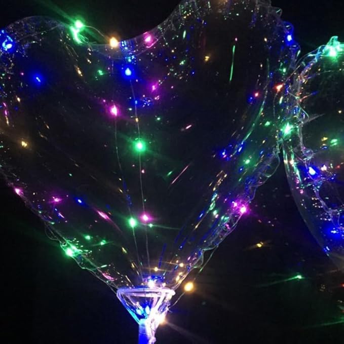 FAVOMOTO Heart Shape Led Balloons 9 Sets Glowing Transparent Light up Balloons for Birthday Wedding Party Stage Decorations