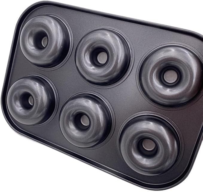2 Pack Donut Pans, Premium Carbon Steel 6-Cavity Non-Stick Donut Mold, Perfect Baking Pans for Bagels Biscuit Cake, Dishwasher Oven Safe