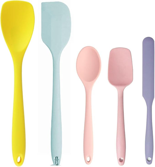 4 PCS,7.8Inch Silicone Spatulas Rubber Spatula Small Spatula Baking Mini Spatula Mixing Tool for Nonstick Cookware (5Pcs MIX colors)