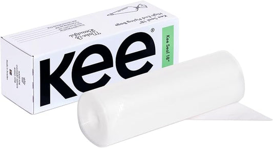 KEE-SEAL Disposable Pastry Bags, Piping Bag with Grip Tight Outer Surface, Smooth-Flow Interior, Easy Tear Perforation, Convenient Dispenser Box, 18-Inch, Clear