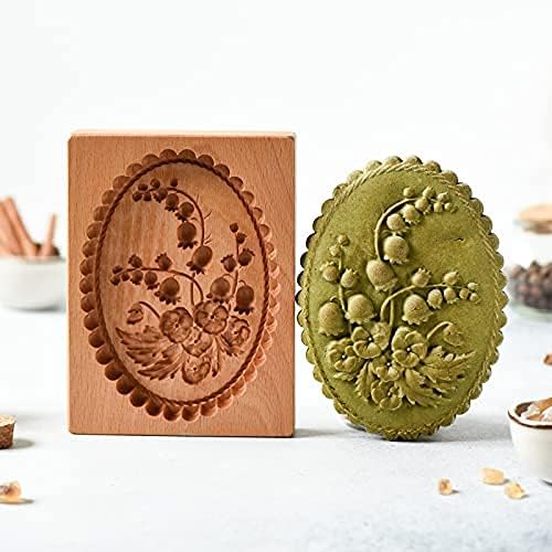 Carved Wooden Gingerbread Cookie Mold,3D Wooden Baking Mold Cookie Biscuit Press Stamp Molds,Cookie Cutter,Cookie Stamp,DIY Biscuit Stamp Mould for Halloween Thanksgiving Christmas(Raspberry)