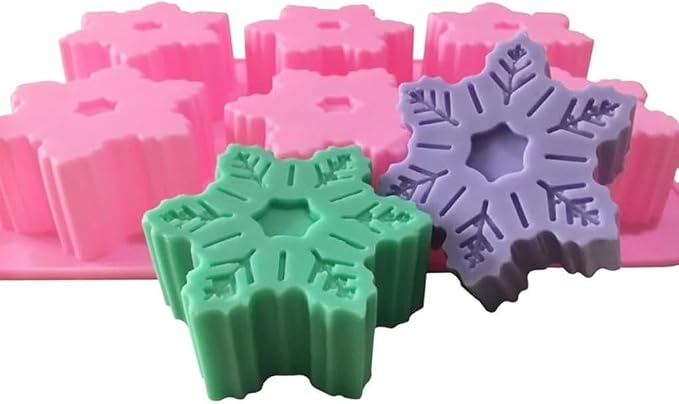 AKOAK 6-cavity Silicone Cake Mold, DIY Handmade Soap Mold, Non-stick Donut Mold, for Chocolate Pudding Jelly Muffin Cups, Kitchen Baking Decoration (Snowflake)