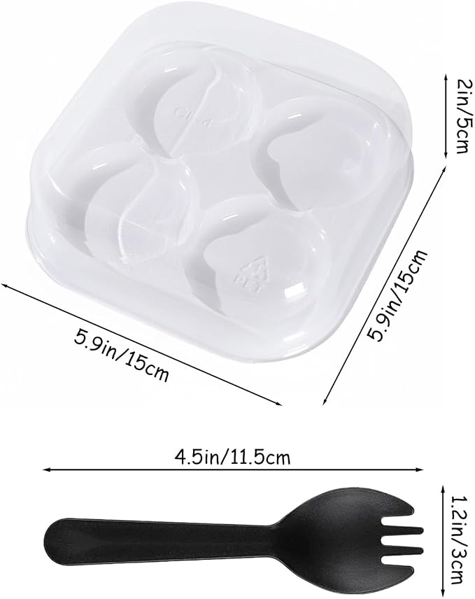 Plastic Mini Cupcake Container, 100 Pack Clear Plastic Mini Cake Box Individual Cupcake Containers, Cup Cake Holders With Lid For Wedding Birthday Party Gifts Supplies (Four-piece pack:)