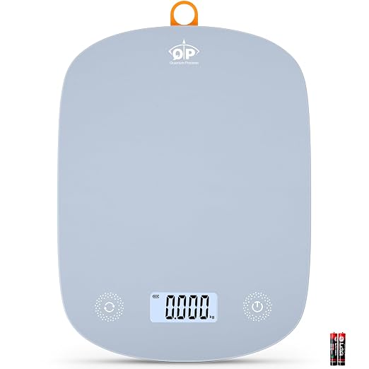 QP Digital Kitchen Food Scales,11 lb/5 kg,Suitable for Coffee and Cooking | 6 Units,1g High Accuracy,Touch Control,Tare Function, Auto Off,Ultra Slim,With Hook,Blue