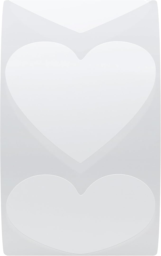 Hybsk 500pcs Heart Shaped Stickers 1.5 inch Labels for Party Decorations Envelopes (White)