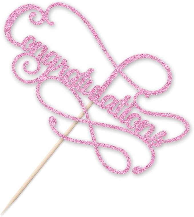 Congratulations Cake Topper,Congratulations 2026 Graduation Cake Topper,Graduation, Wedding, Retirement, Birthday, Anniversary, Celebration Party Decorations Supplies (Pink)