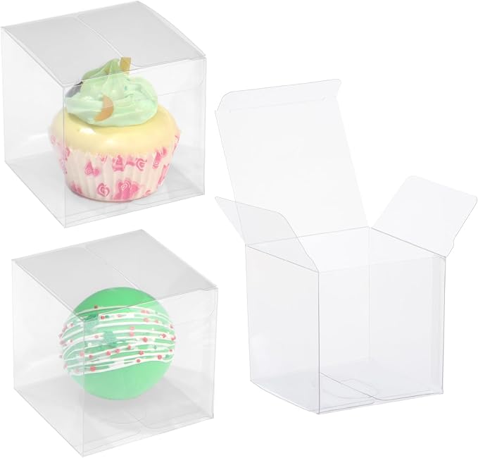 TEMLQPACK 50 Pack 3x3x3 Inch Clear Hot Chocolate Bomb Boxes - Christmas & Birthday Gift Boxes