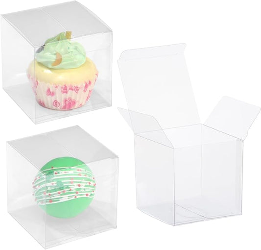 TEMLQPACK 50 Pack 3x3x3 Inch Clear Hot Chocolate Bomb Boxes - Christmas & Birthday Gift Boxes