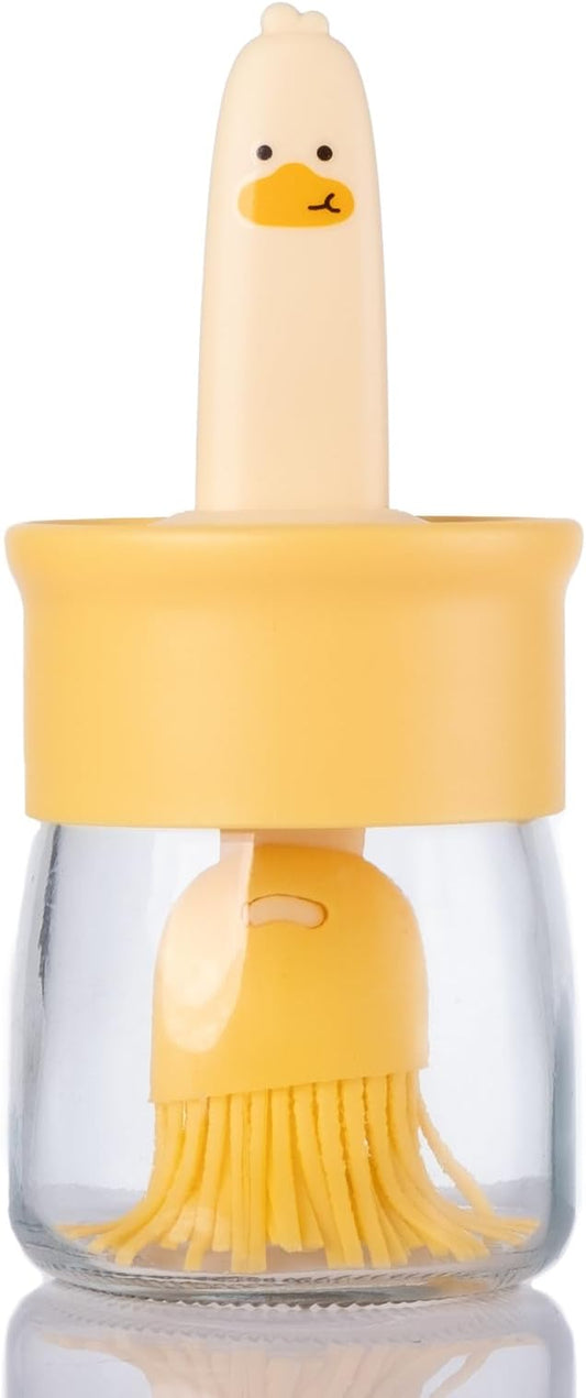 6.8oz Oil Dispenser Bottle with Brush for Kitchen, Basting Bottle, Silicone Basting Brush, for Cooking BBQ Kitchen, Yellow