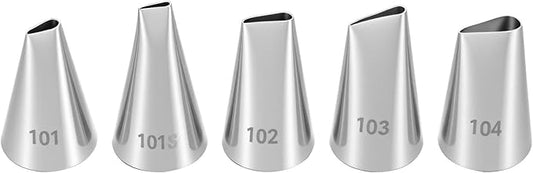 Piping Tips Set, 5PCS Piping Nozzles Cake Decorating Supplies Flower Petal Icing Tips Stainless Steel Cakes Decor Pastry Tools for Cake Decorating Cupcake