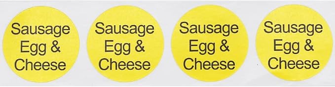 Sausage, Egg & Cheese Deli Labels 1 Inch Round Circle Dots 500 Total Stickers