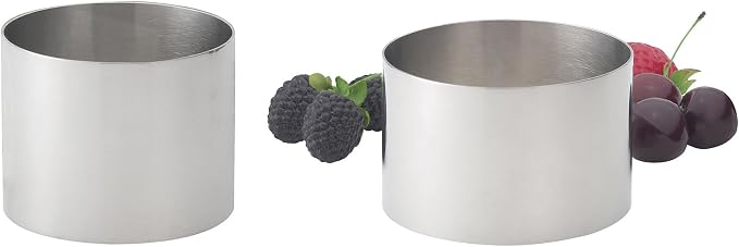 HIC Kitchen Food Ring Set, 2.75-Inches and 3.5-Inches Round, 18/8 Stainless Steel, Set of 2