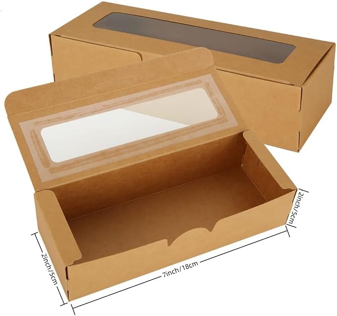20 Pcs Brown Kraft Muffin Boxes,2x2x7 Small Pastry Boxes with Window,Small Bread Box,For Macaron,Cookies,Candy,Chocolate,Baked Goods Packaging Takeout Boxes