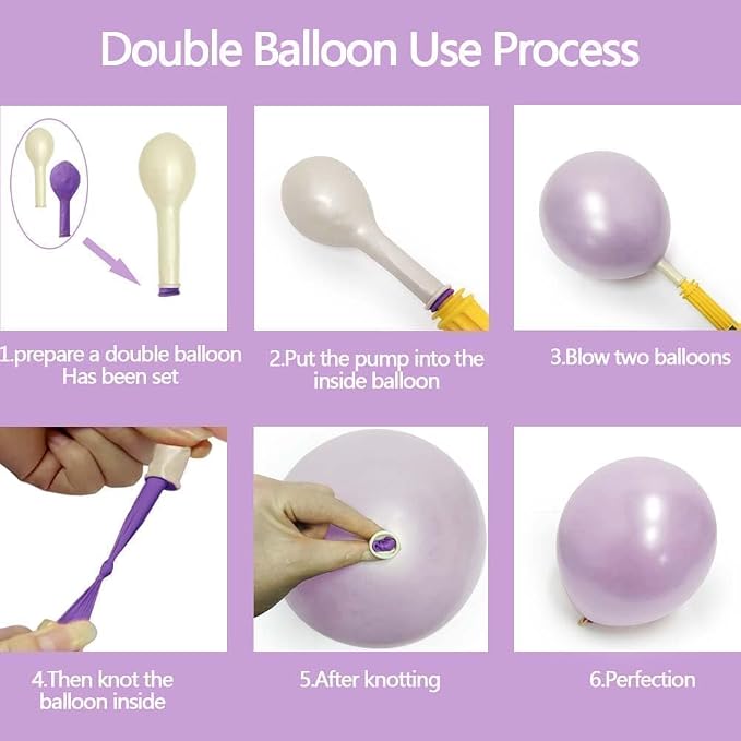 Pearl Purple Balloons Double Stuffed Purple Balloons Light Lavender Lilac Balloon Arch Different Sizes 18/12/5in Balloon for Birthday Bridal Baby Shower Fairy Butterfly Party Decor