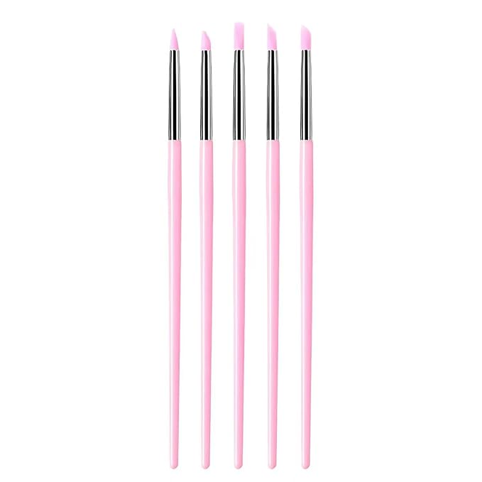 5Pcs Silicone Sculpting Tools, Pink Clay Sculpting Tools, Multi-Shape Silicone Brushes, Pottery Modeling Tools for Polymer Clay, Ceramics, Nail Art, Fondant & Craft DIY