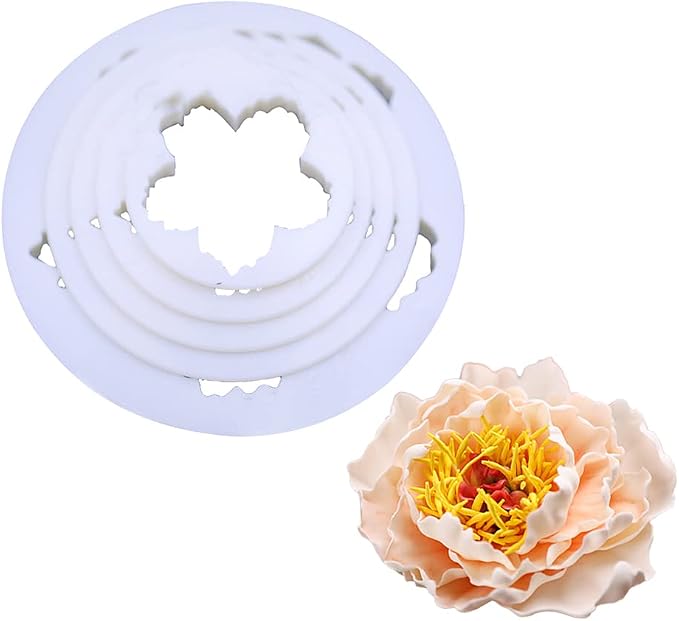 SK 5-Piece Peony Fondant Cutters Set Sugarcraft Modeling Tools Kit for Cake Decoration White