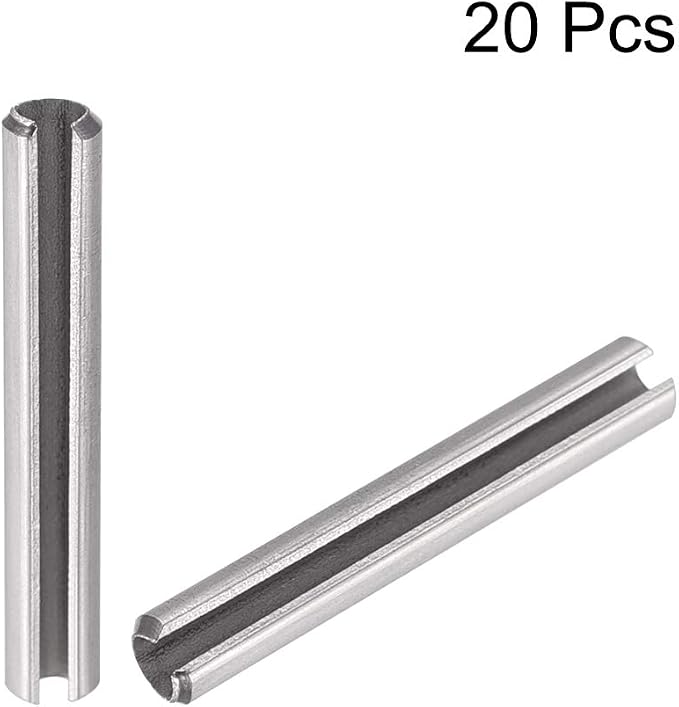 uxcell Slotted Spring Pin - M3 x 20mm 304 Stainless Steel Split Spring Roll Dowel Pins Plain Finish 20Pcs