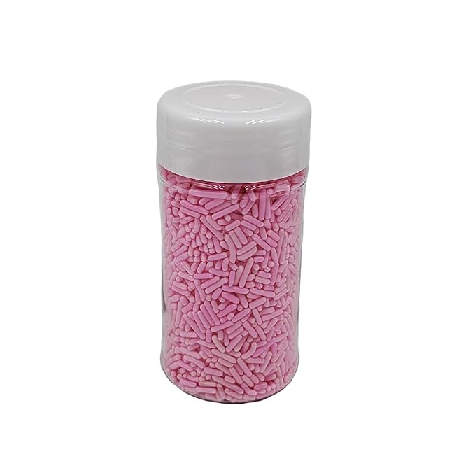 Homankit Pink Jimmies Sprinkles Edible Sprinkle Candy Soft Jimmies Toppings for Ice Cream, Cupcake, Cake, Cookie, Dessert Decorating 2.75 Ounces
