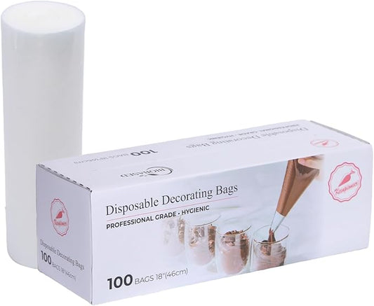 Keenpioneer 18-Inch Piping Bags, Large Capacity, Biobased Disposable Cake Decorating Pastry Bag - Pack of 100