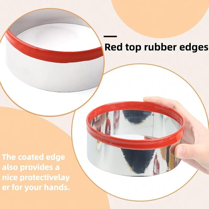 4 Inch Round Cookie Cutter with Red Top Rubber Protection, Large Circle Biscuit Cutter, Metal Cookie Cutter
