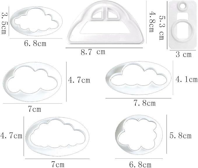 Cloud Cookie Cutter,Fluffy Cloud Fondant Cutter Car Cookie Cutters Cake Mold Sugar Craft Mold Cake Decorating Tools 7pcs