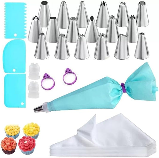 126 Pcs Piping Bags and Piping Tips Set, Stainless Steel Frosting Piping Bake Cake Decorating Kit, Pastry Cake Decorating Tips For Cookies Cupcake
