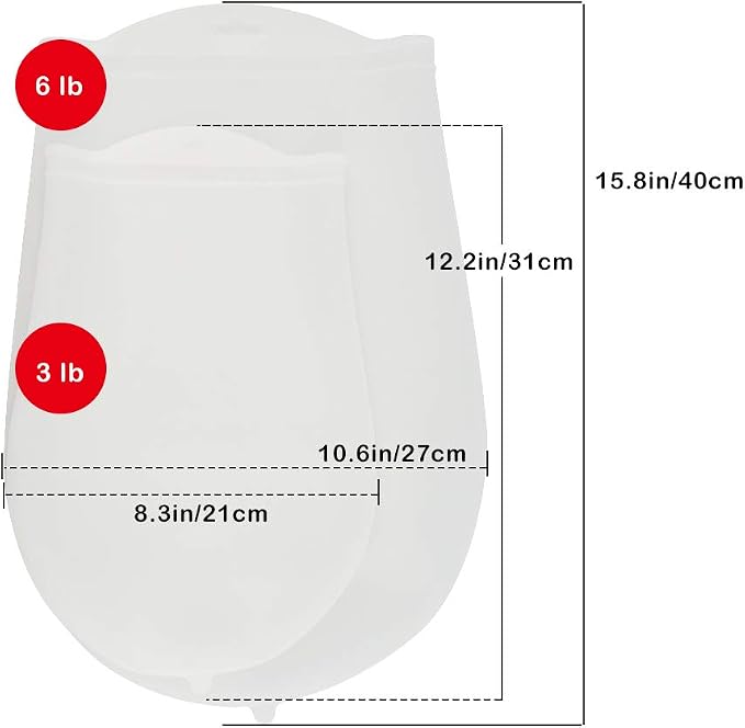 TCOTBE Kneading Bag Silicone Kneading Dough Bag Food Grade Material Versatile Dough Mixer for Bread, Pastry Pizza Tortilla Flour Mixing Bag Preservation Bag Cooking Tool