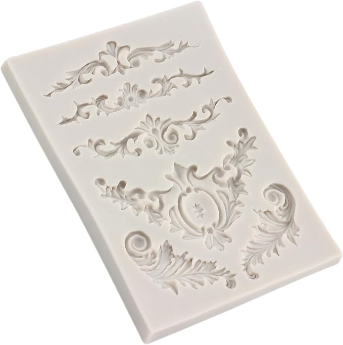 Baroque Silicone Molds Scroll Baroque Fondant Border Mold For Cake Decorating Cupcake Topper Candy Chocolate Gum Paste Polymer Clay Set Of 1
