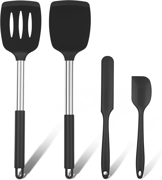 Spatulas Silicone Heat Resistant Set of 4- 200°F BPA-Free Baking Spatula, Mixing Utensils Set with Perfect Handle, Silicone Spatula for Cookware