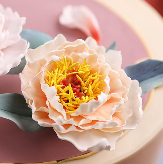 SK 5-Piece Peony Fondant Cutters Set Sugarcraft Modeling Tools Kit for Cake Decoration White