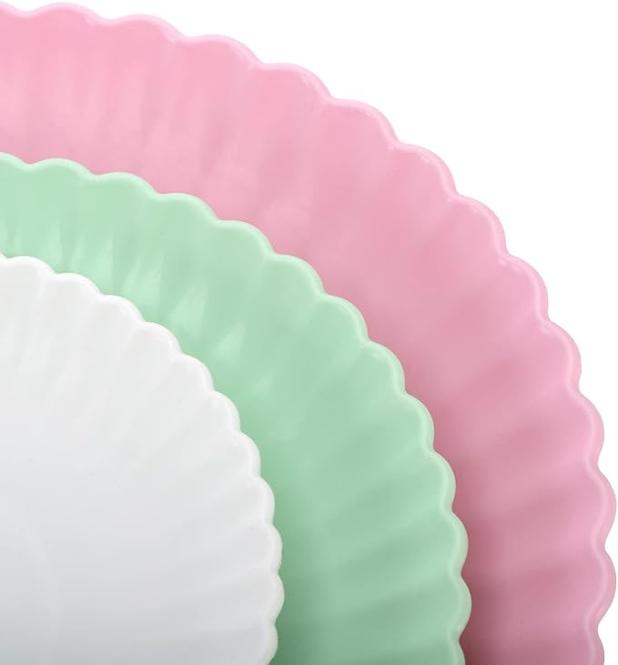 Tosnail 3 Pack 3 Tiers Plastic Cupcake Stand, Round Dessert Stand, Tiered Serving Trays with Gold Rod, Party Serving Trays, Fruit Pastry Holders for Wedding and Party - Assorted 3 Colors